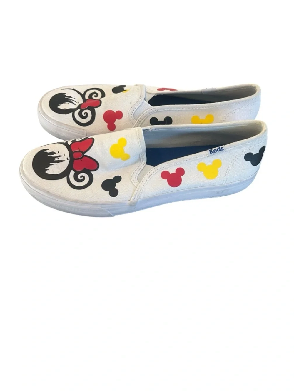 Keds DISNEY White Minnie Mouse Slip-On Sneakers with Red Bow size 8